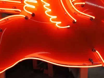 New Large Right Facing Mobil Pegasus Cookie Cutter Painted Neon Sign 96"W x 70"H