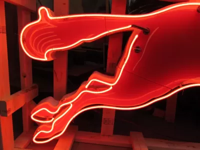 New Large Right Facing Mobil Pegasus Cookie Cutter Painted Neon Sign 96"W x 70"H