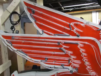 New Large Right Facing Mobil Pegasus Cookie Cutter Painted Neon Sign 96"W x 70"H