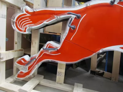 New Large Right Facing Mobil Pegasus Cookie Cutter Painted Neon Sign 96"W x 70"H