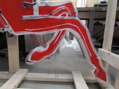 New Large Right Facing Mobil Pegasus Cookie Cutter Painted Neon Sign 96"W x 70"H