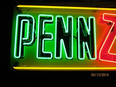 Original Pennzoil Tin Sign with Neon 58"W x 23"H