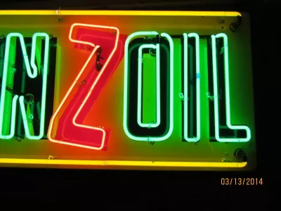 Original Pennzoil Tin Sign with Neon 58"W x 23"H