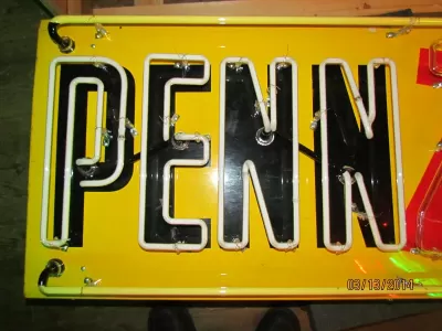 Original Pennzoil Tin Sign with Neon 58"W x 23"H