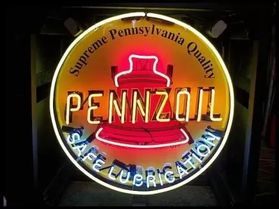 New Pennzoil Porcelain Neon Sign 30 IN Diameter