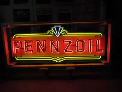 New Pennzoil Porcelain Neon Sign 72" W x 28" H 
