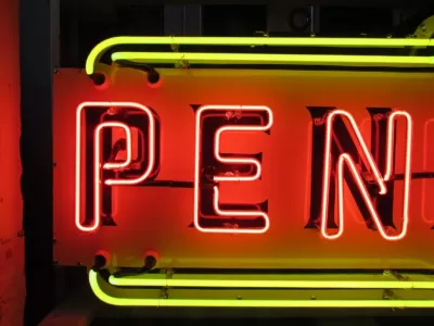 New Pennzoil Porcelain Neon Sign 72" W x 28" H 