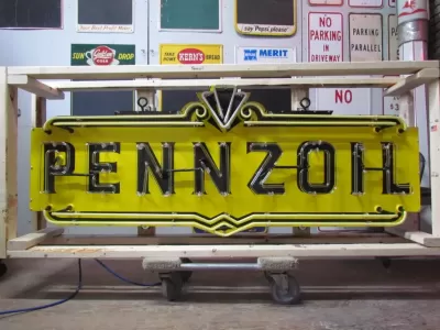 New Pennzoil Porcelain Neon Sign 72" W x 28" H 