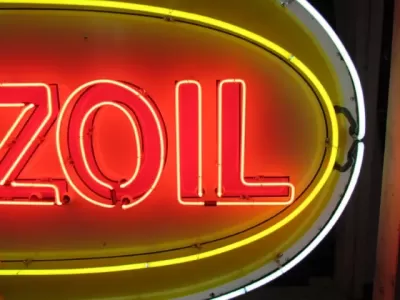 Original Pennzoil Porcelain Sign with Neon 6 FT Wide x 42 IN High
