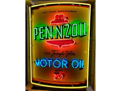 New Pennzoil Motor Oil Can Porcelain Neon Sign 33"W x 47"H 