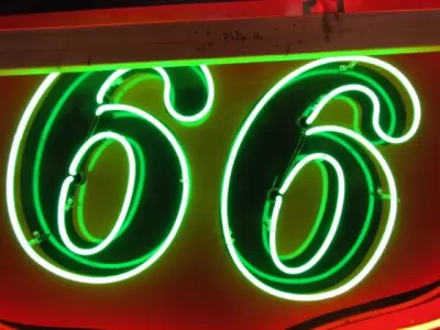 Original Phillips 66 Red/Black Porcelain Neon Sign 6 FT Diameter