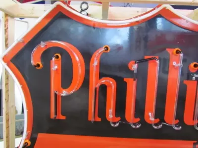 Original Phillips 66 Red/Black Porcelain Neon Sign 6 FT Diameter
