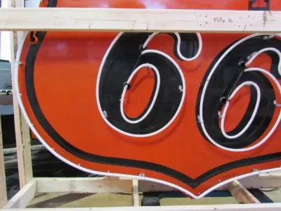 Original Phillips 66 Red/Black Porcelain Neon Sign 6 FT Diameter