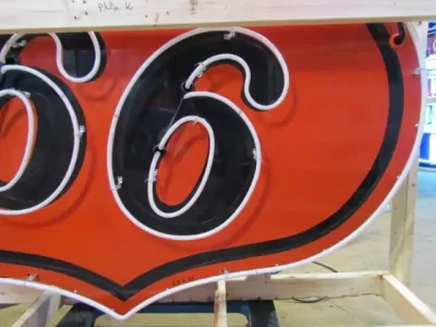 Original Phillips 66 Red/Black Porcelain Neon Sign 6 FT Diameter