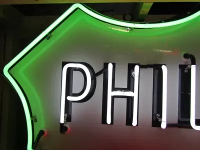 Original Phillips 66 Red/White Porcelain Neon Sign 6 FT Diameter