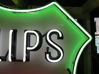 Original Phillips 66 Red/White Porcelain Neon Sign 6 FT Diameter