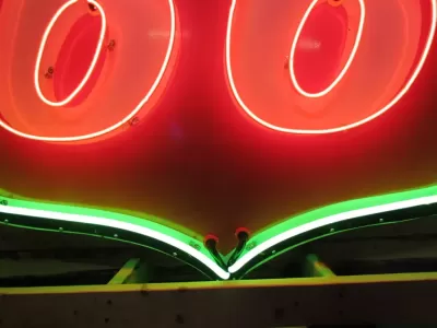 Original Phillips 66 Red/White Porcelain Neon Sign 6 FT Diameter