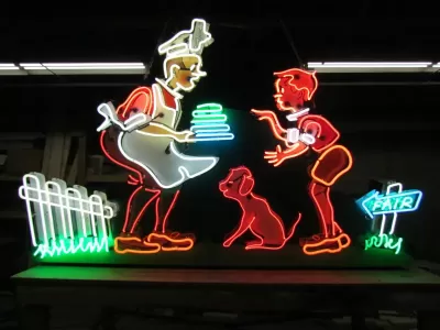 New Howard Johnson's Pieman Painted Neon Sign 8 1/2 Ft W x 60"H