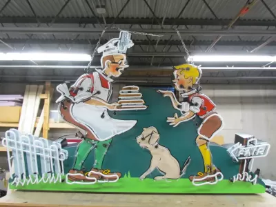 New Howard Johnson's Pieman Painted Neon Sign 8 1/2 Ft W x 60"H