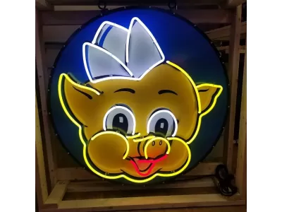 New Piggly Wiggly Porcelain Neon Sign - 48" Diameter