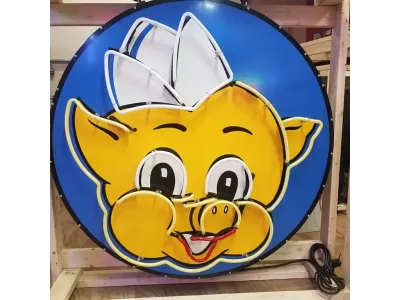 New Piggly Wiggly Porcelain Neon Sign - 48" Diameter