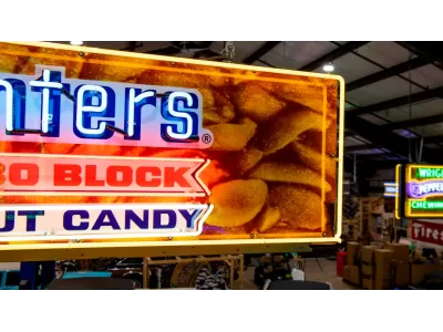 New Planters Peanut Candy Wrapper Painted Neon Sign 78 IN W x 20 IN H