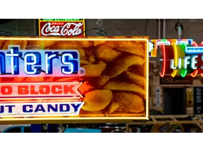 New Planters Peanut Candy Wrapper Painted Neon Sign 78 IN W x 20 IN H