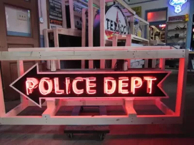 New Double-Sided Police Dept Arrow Porcelain Neon Sign 72"W x 18"H