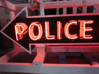 New Double-Sided Police Dept Arrow Porcelain Neon Sign 72"W x 18"H