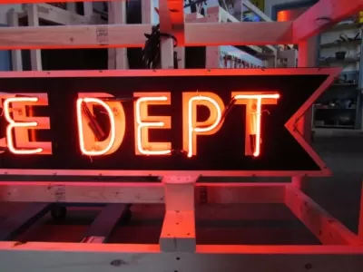 New Double-Sided Police Dept Arrow Porcelain Neon Sign 72"W x 18"H