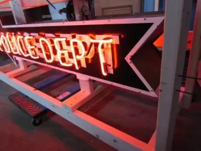 New Double-Sided Police Dept Arrow Porcelain Neon Sign 72"W x 18"H
