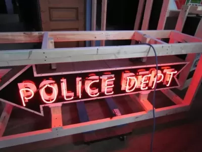 New Double-Sided Police Dept Arrow Porcelain Neon Sign 72"W x 18"H