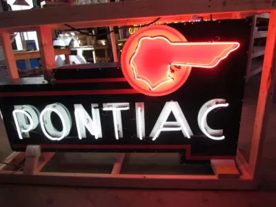 New Black Pontiac Double-Sided Porcelain Neon Sign 72" x 36"