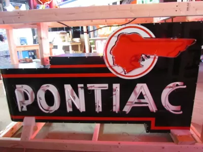 New Black Pontiac Double-Sided Porcelain Neon Sign 72" x 36"