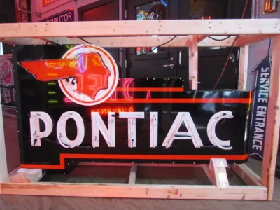 New Black Pontiac Double-Sided Porcelain Neon Sign 72" x 36"
