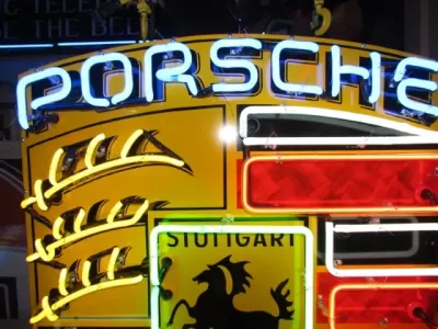 New Porsche Porcelain Neon Sign 37"W x 48"H