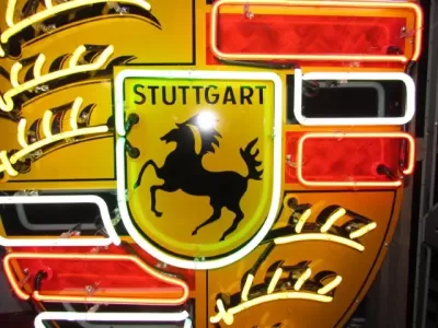 New Porsche Porcelain Neon Sign 37"W x 48"H