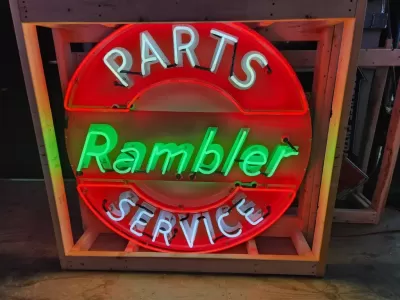 New Rambler Parts & Service Porcelain Neon Sign 48" Diameter