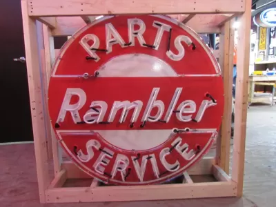 New Rambler Parts & Service Porcelain Neon Sign 48" Diameter