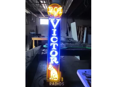 New RCA Radios Records Porcelain Neon Sign 14"W x 7FT H 