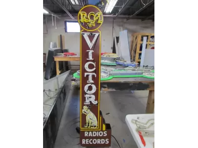 New RCA Radios Records Porcelain Neon Sign 14"W x 7FT H 