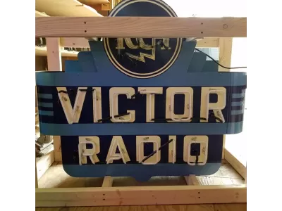 New RCA Victor Double-Sided Porcelain Neon Sign 48"W x 42"H