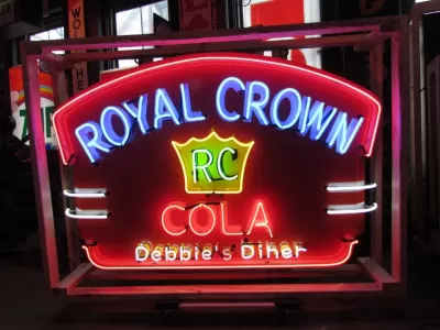 New Royal Crown Cola "Debbie's Diner" Porcelain Neon Sign 60 IN W x 38 IN H