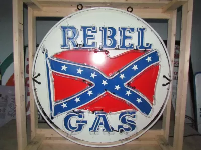 New Rebel Gas Porcelain Neon Sign 48" Diameter