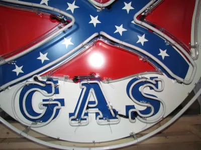New Rebel Gas Porcelain Neon Sign 48" Diameter