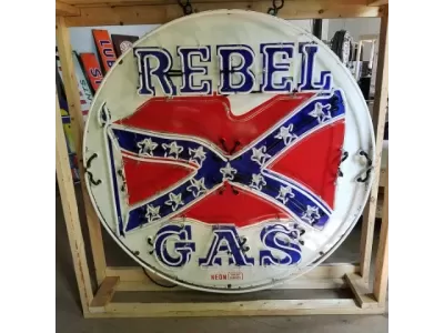 New Rebel Gas Porcelain Neon Sign 60" Diameter