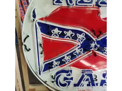 New Rebel Gas Porcelain Neon Sign 60" Diameter