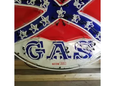 New Rebel Gas Porcelain Neon Sign 60" Diameter