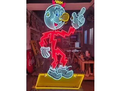 New Reddy Kilowatt Double-sided Porcelain Neon with Matching Can 48"W x 80"H