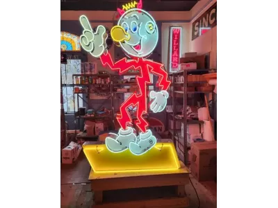 New Reddy Kilowatt Double-sided Porcelain Neon with Matching Can 48"W x 80"H